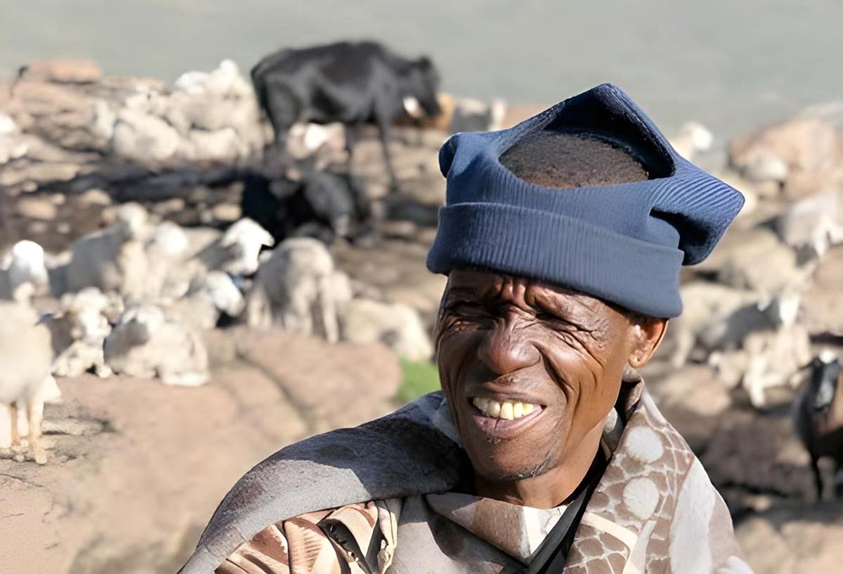 Bild eines Hirten in Lesotho