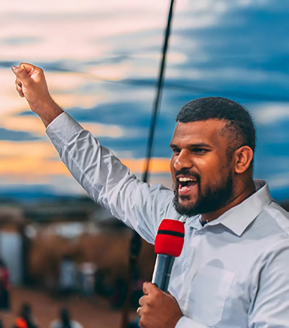 Leidenschaftlicher Prediger: Amiel bei einer Evangelisation